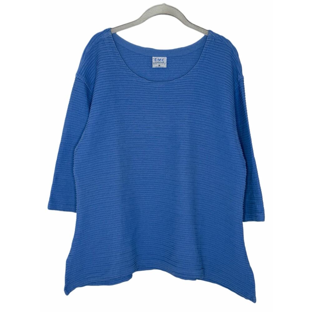 CMC Color Me Cotton Light Blue Textured Tunic Womens USA Largenlook Size M